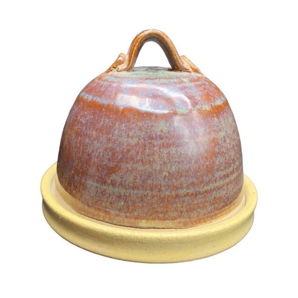 Vintage Meat Cove Pottery Cape Breton Nova Scotia Canada Garlic Roaster 2 Pc - Picture 1 of 9